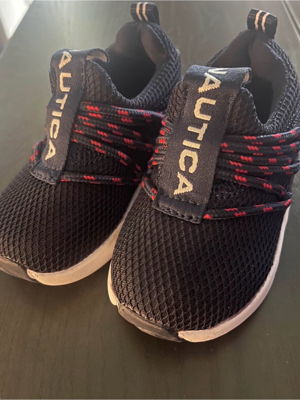 Nautica Kids Navy Mesh Sneakers with Red Accent Laces